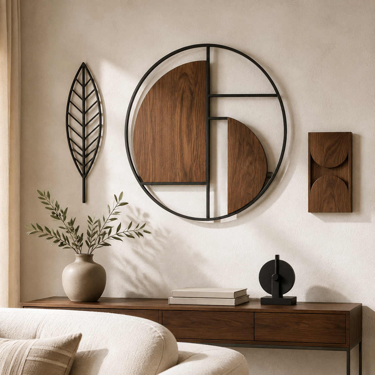 Modern wood and metal wall decor