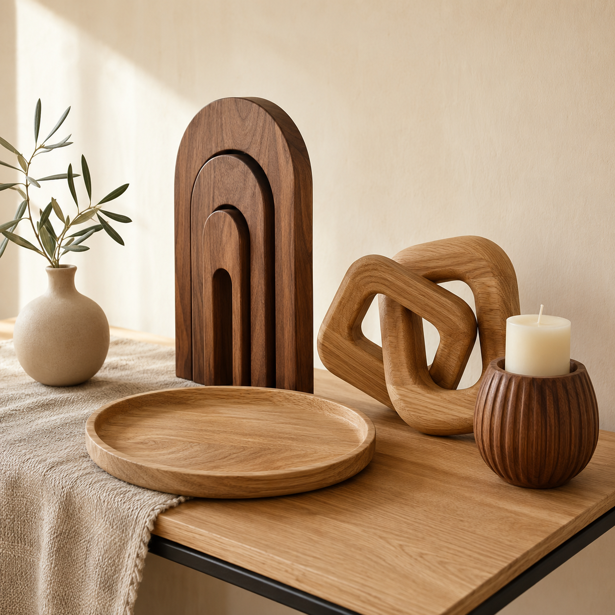 Wooden tabletop home decor collection