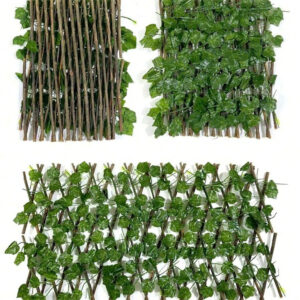 Retractable Artificial Ivy Fence with Wooden Frame for wholesale artificial plants