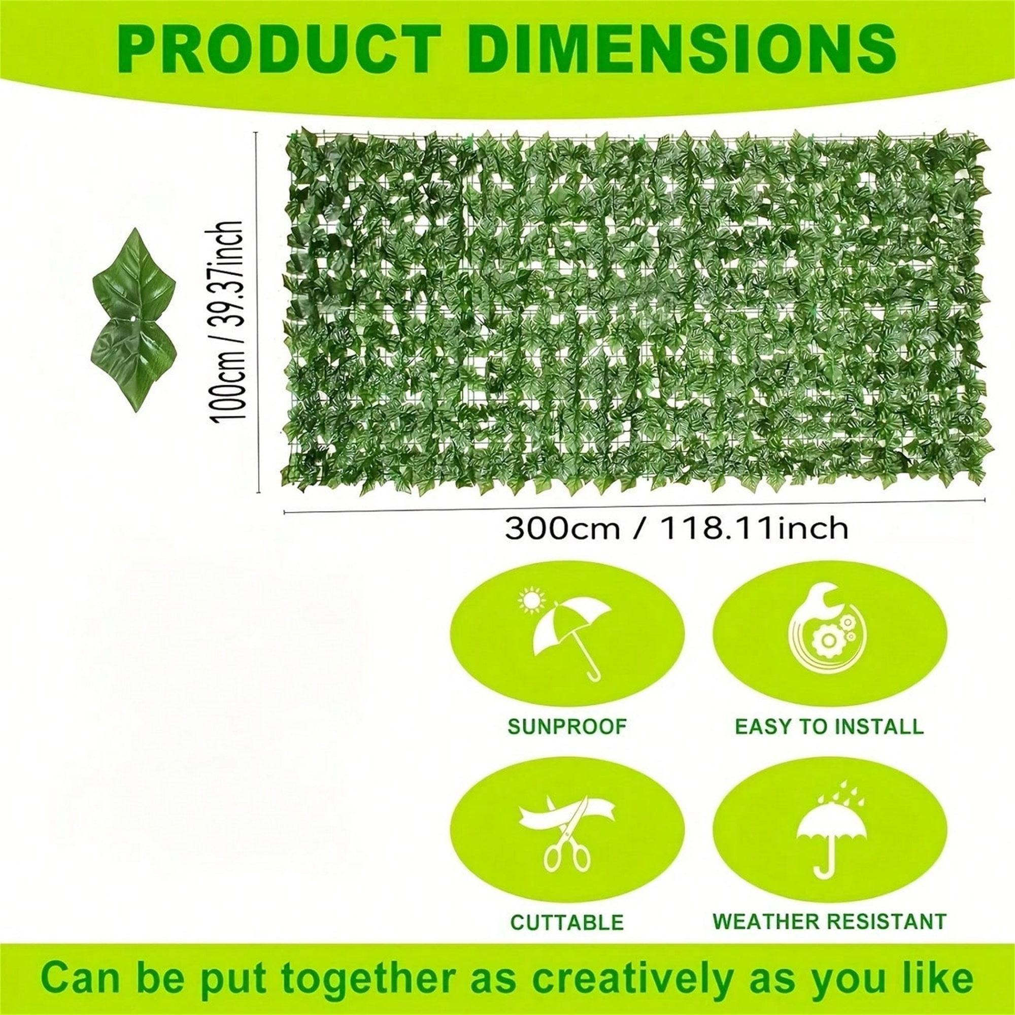 Size reference for Artificial Ivy Privacy Fence Screen