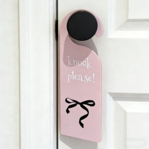 "Please Knock" Bow Acrylic Hanging Sign for wholesale seasonal & holiday