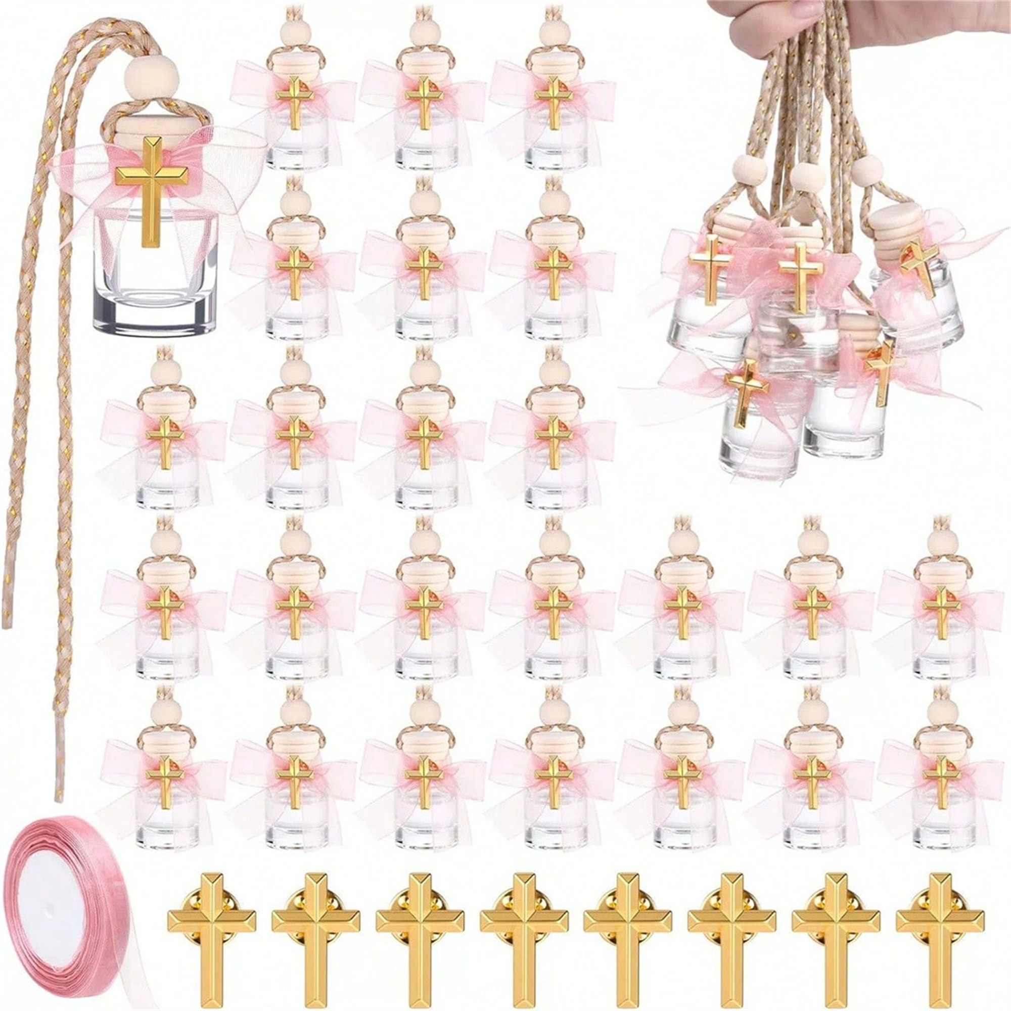 12-Piece Cross Charm Wishing Jar Favor Set for wholesale seasonal & holiday