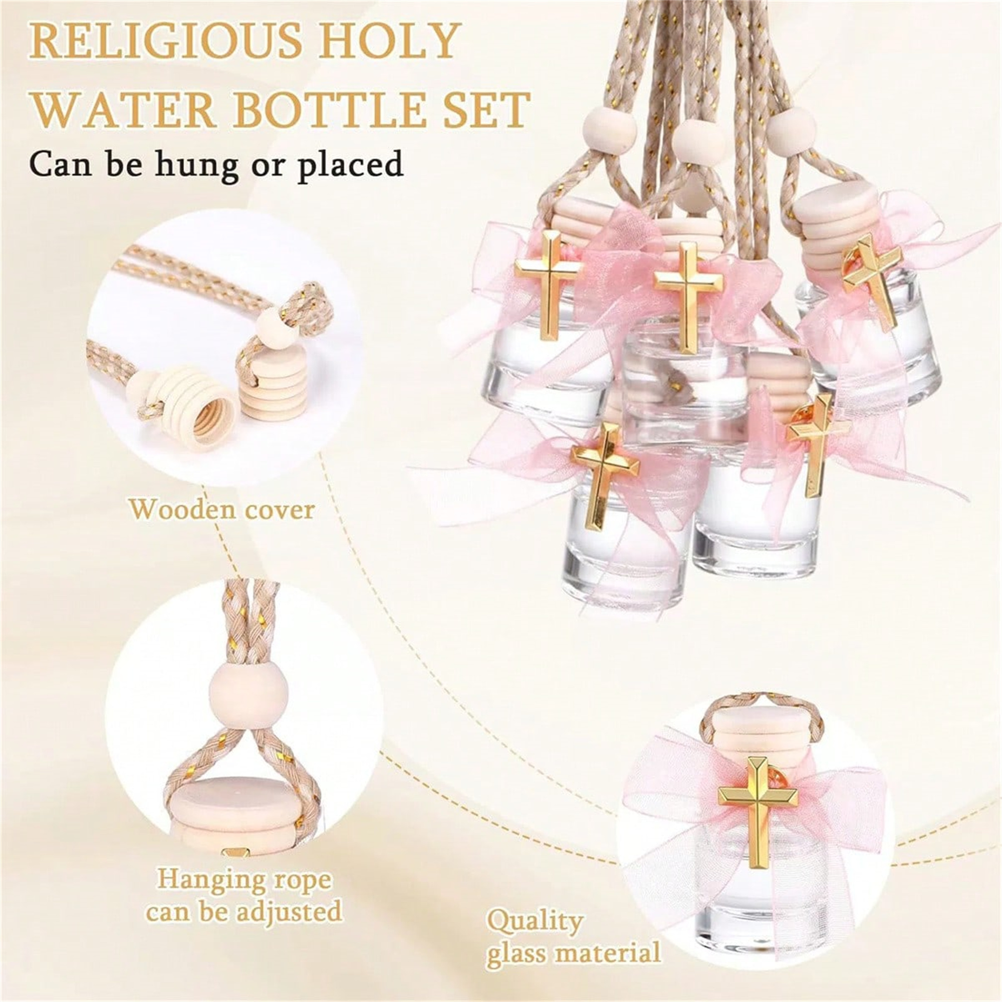 Close-up detail of 12-Piece Cross Charm Wishing Jar Favor Set