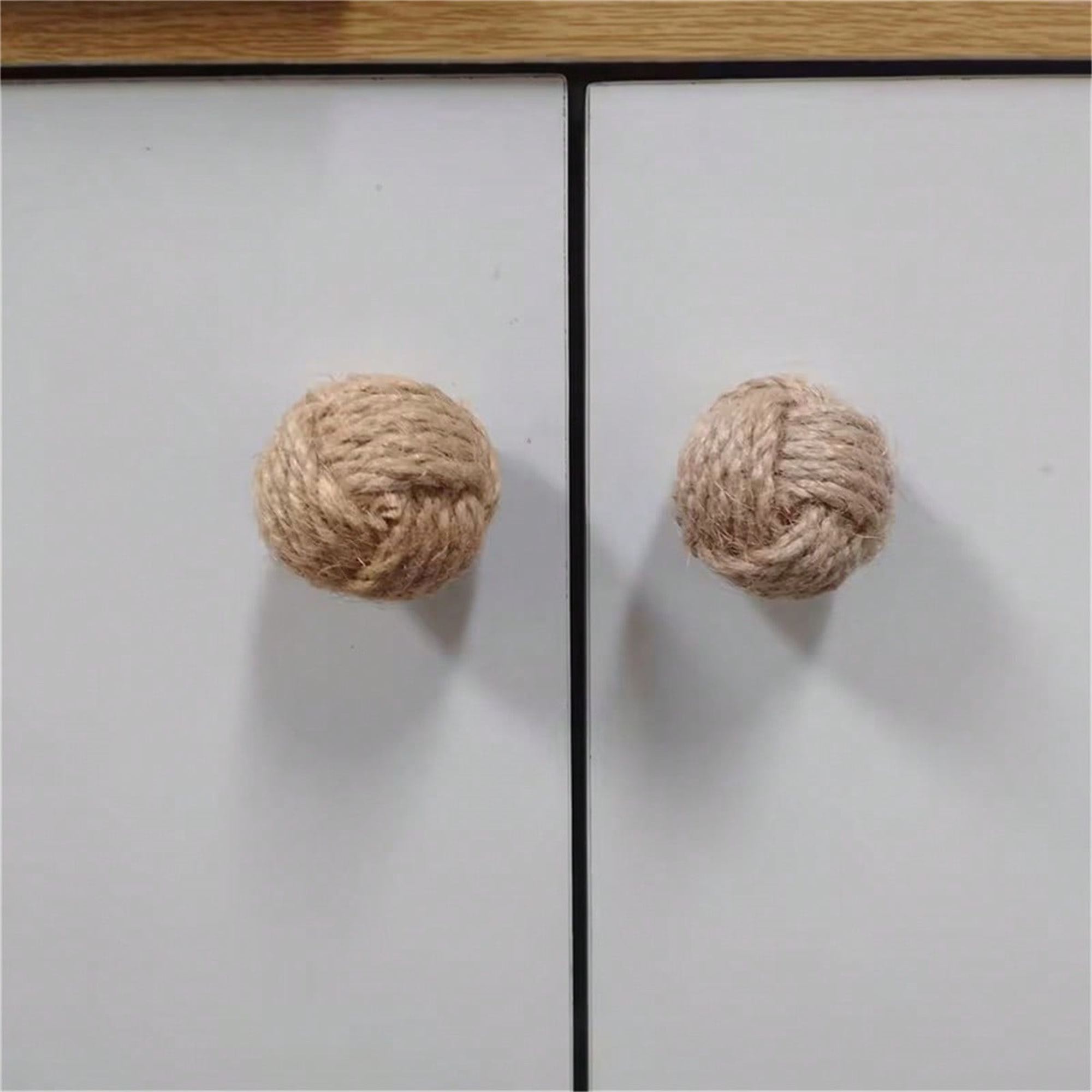 Boho Woven Cabinet Knobs styled for a home or retail display