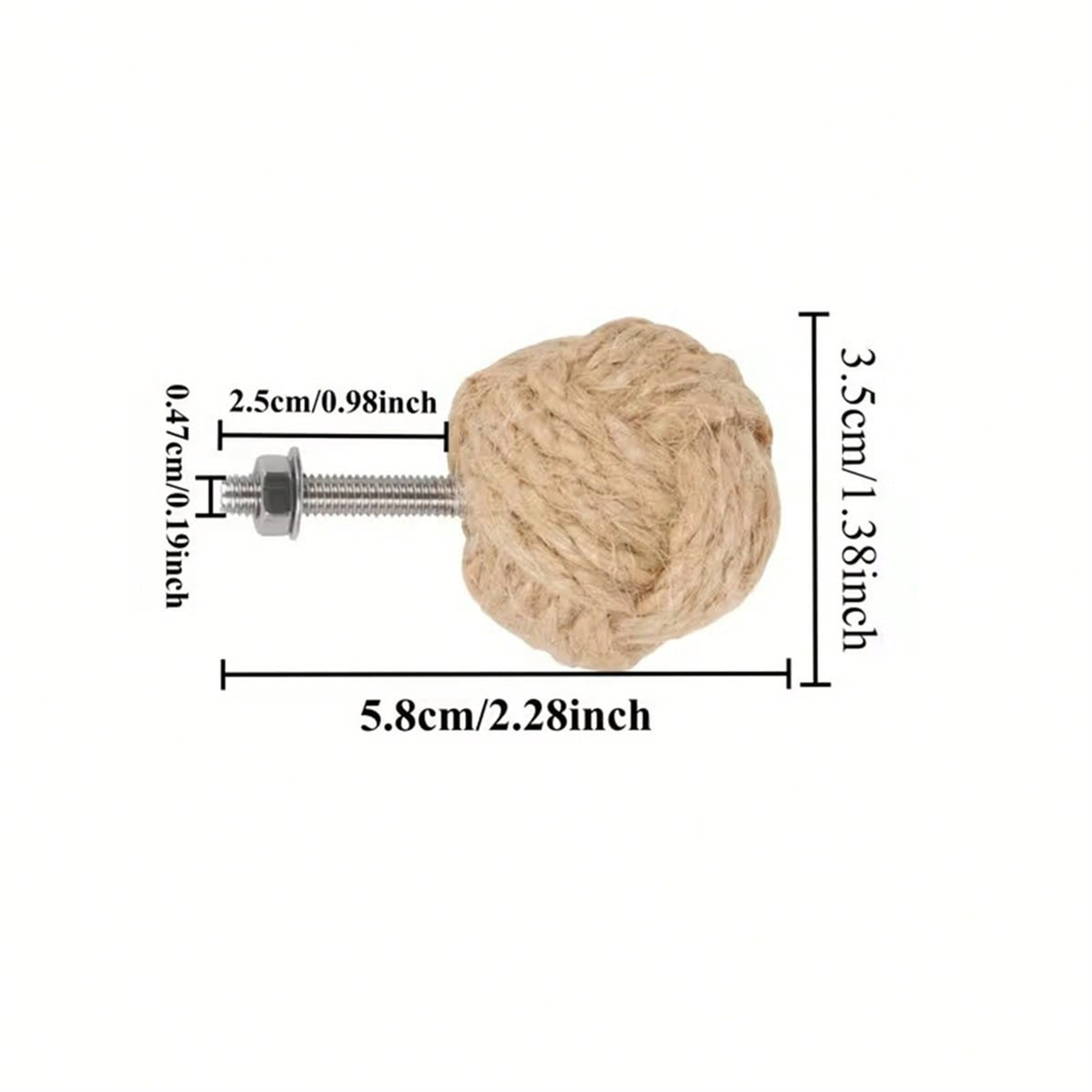 Size reference for Boho Woven Cabinet Knobs