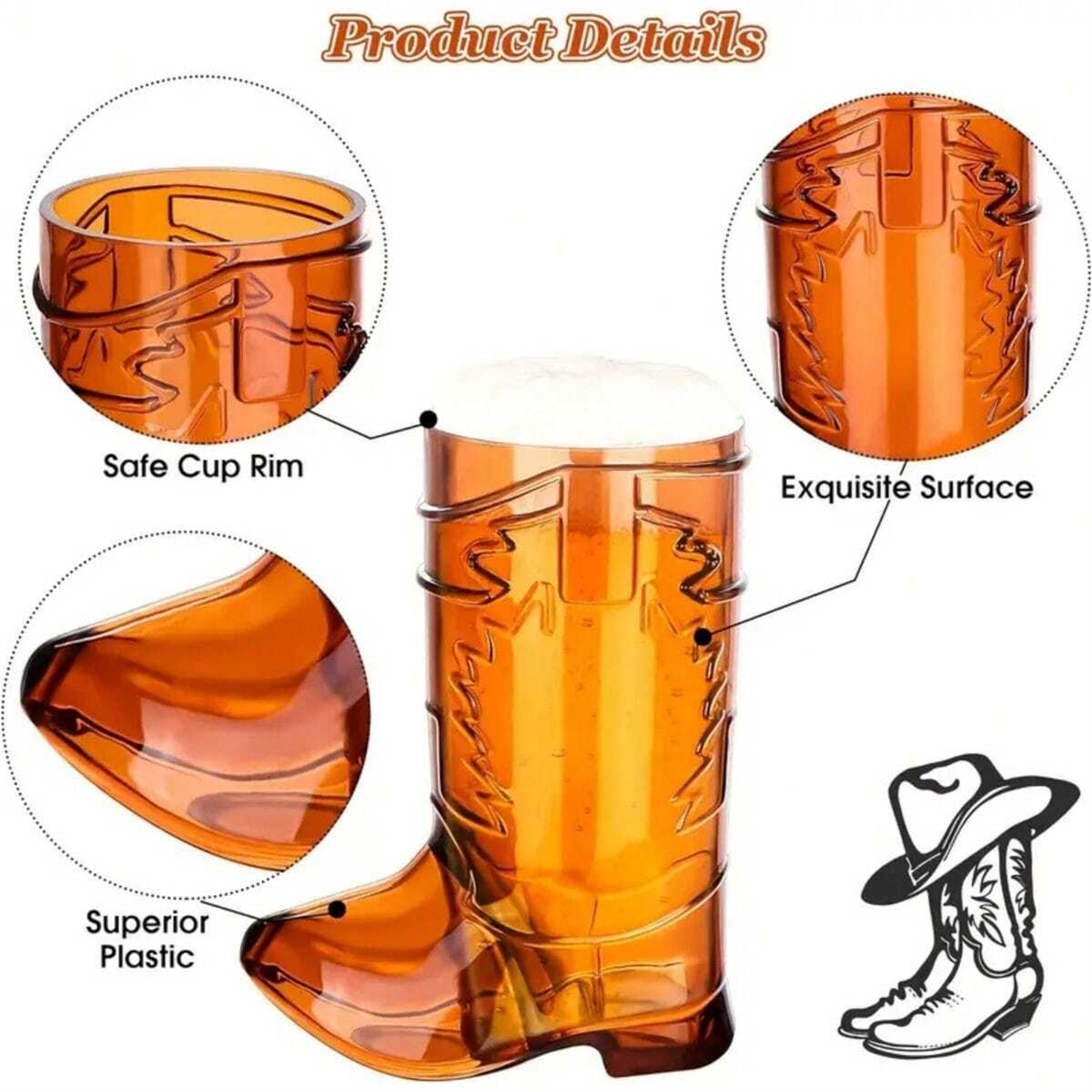 Close-up detail of Mini Plastic Cowboy Boot Shot Glasses