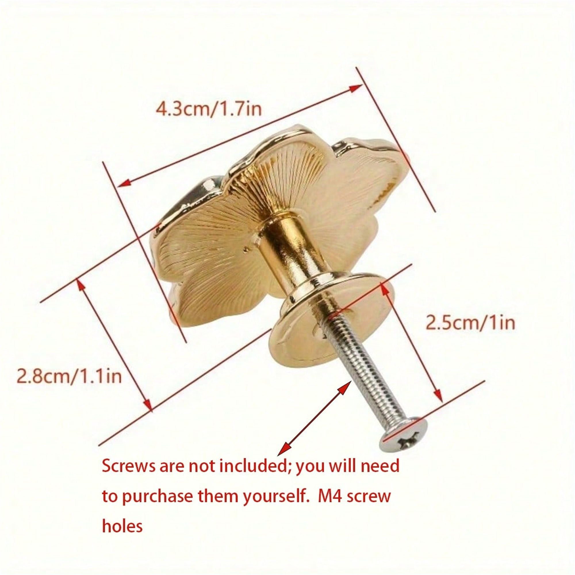 Size reference for Pearl Flower Cabinet Knobs