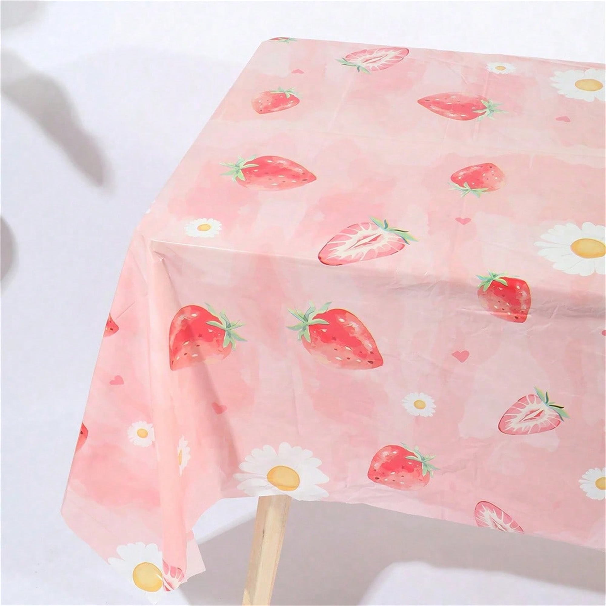 Close-up detail of Strawberry & Cherry Party Tablecloth
