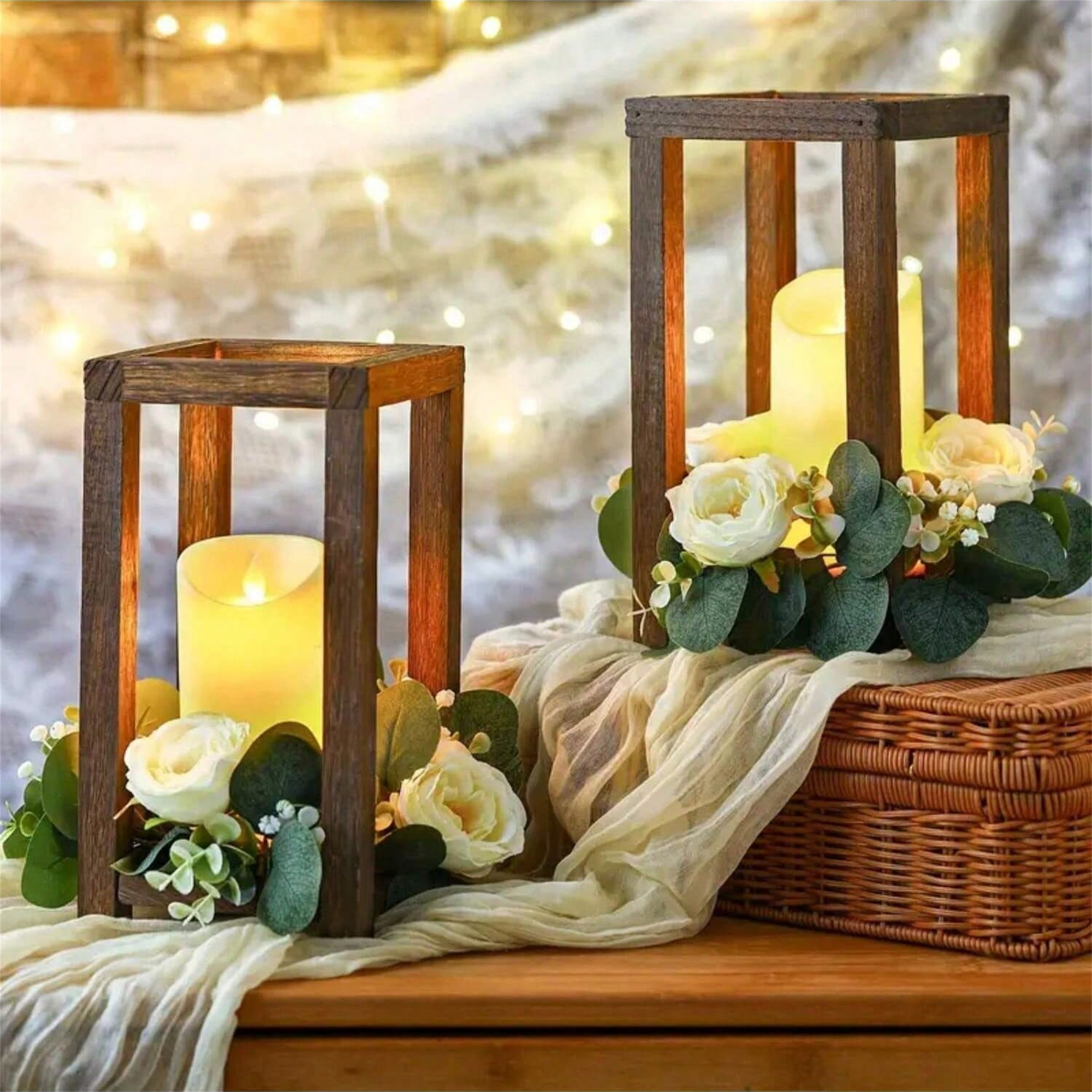 Rustic Wooden Candle Lantern for wholesale seasonal & holiday