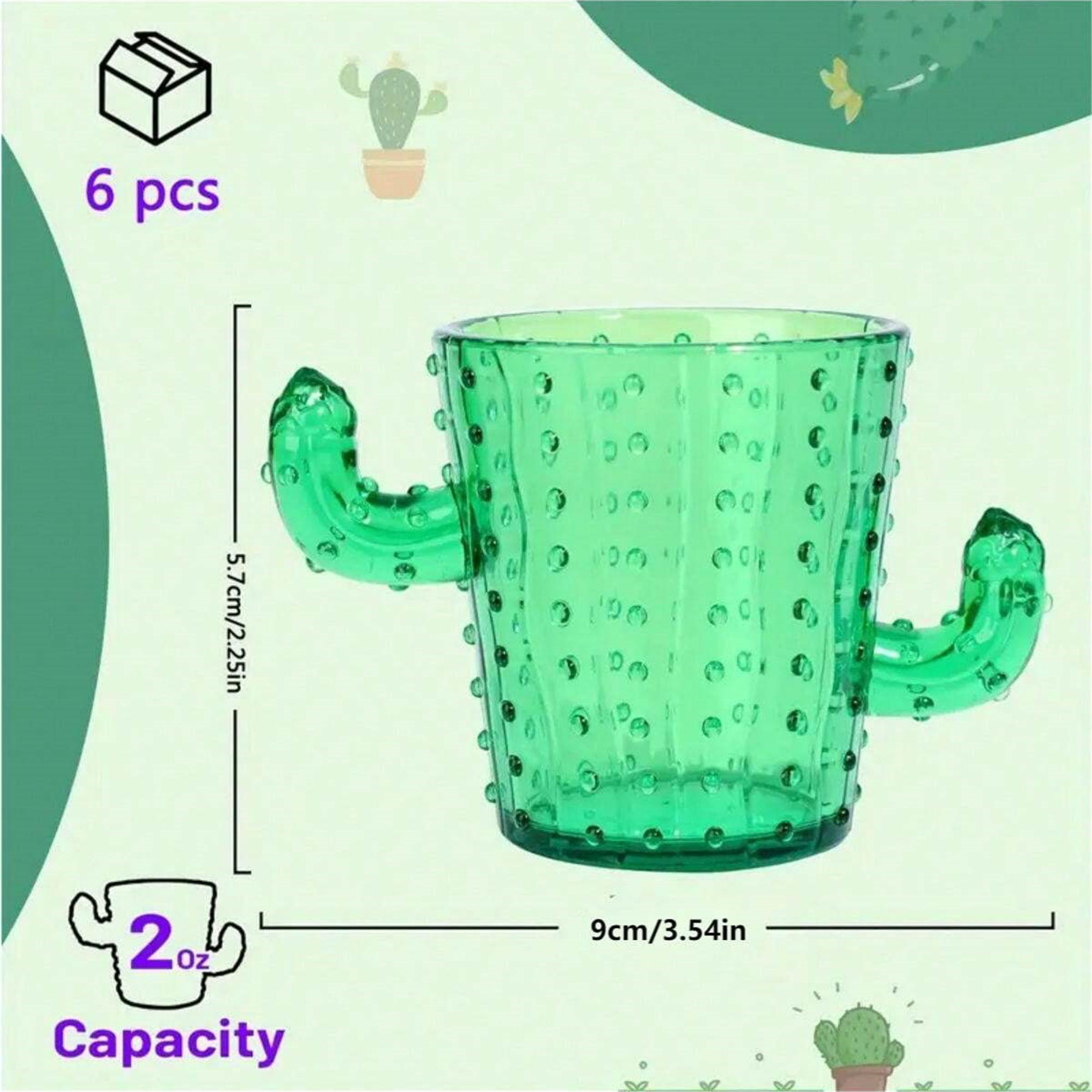 Size reference for Cute Plastic Cactus Shot Glasses