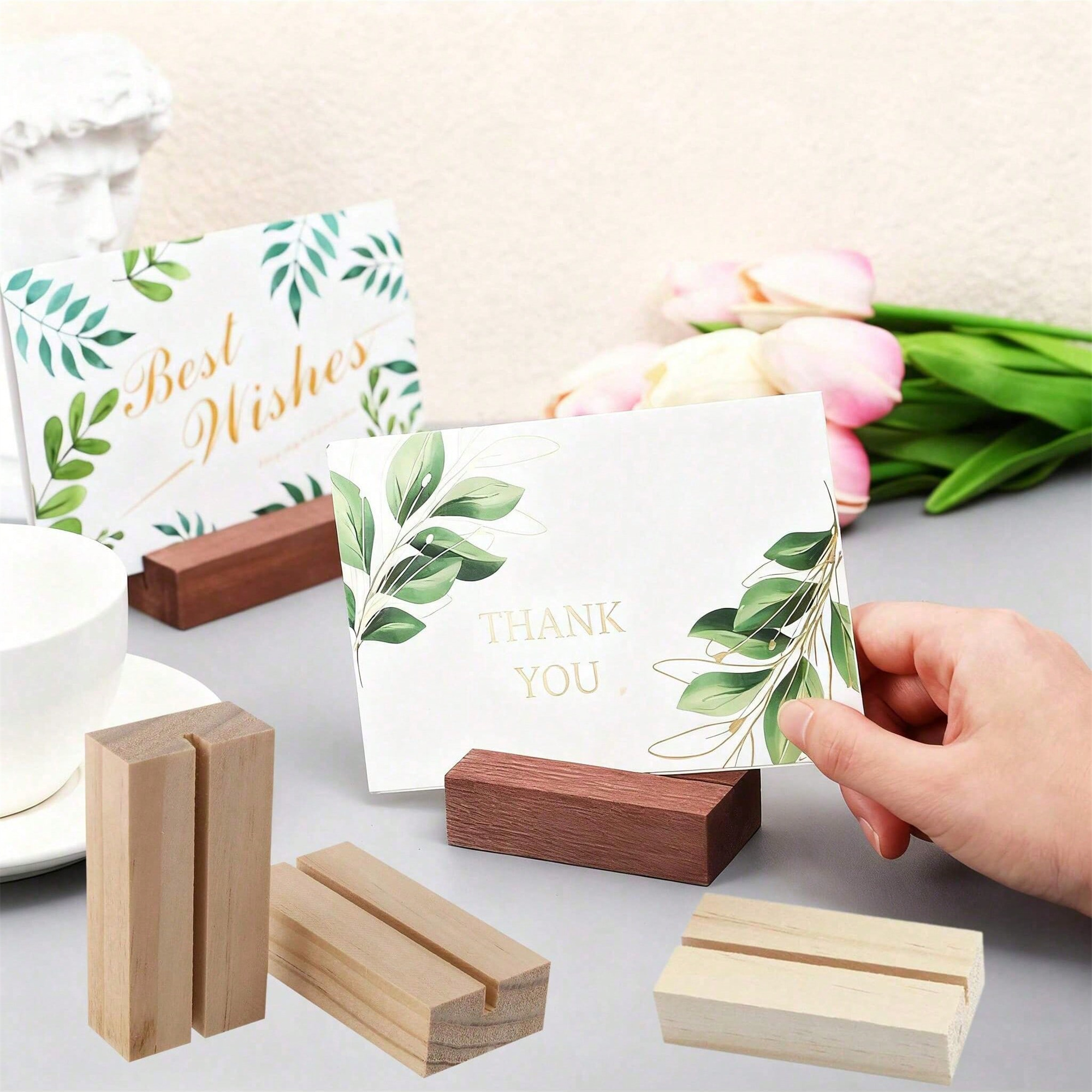 Wood Place Card Holders styled for a home or retail display