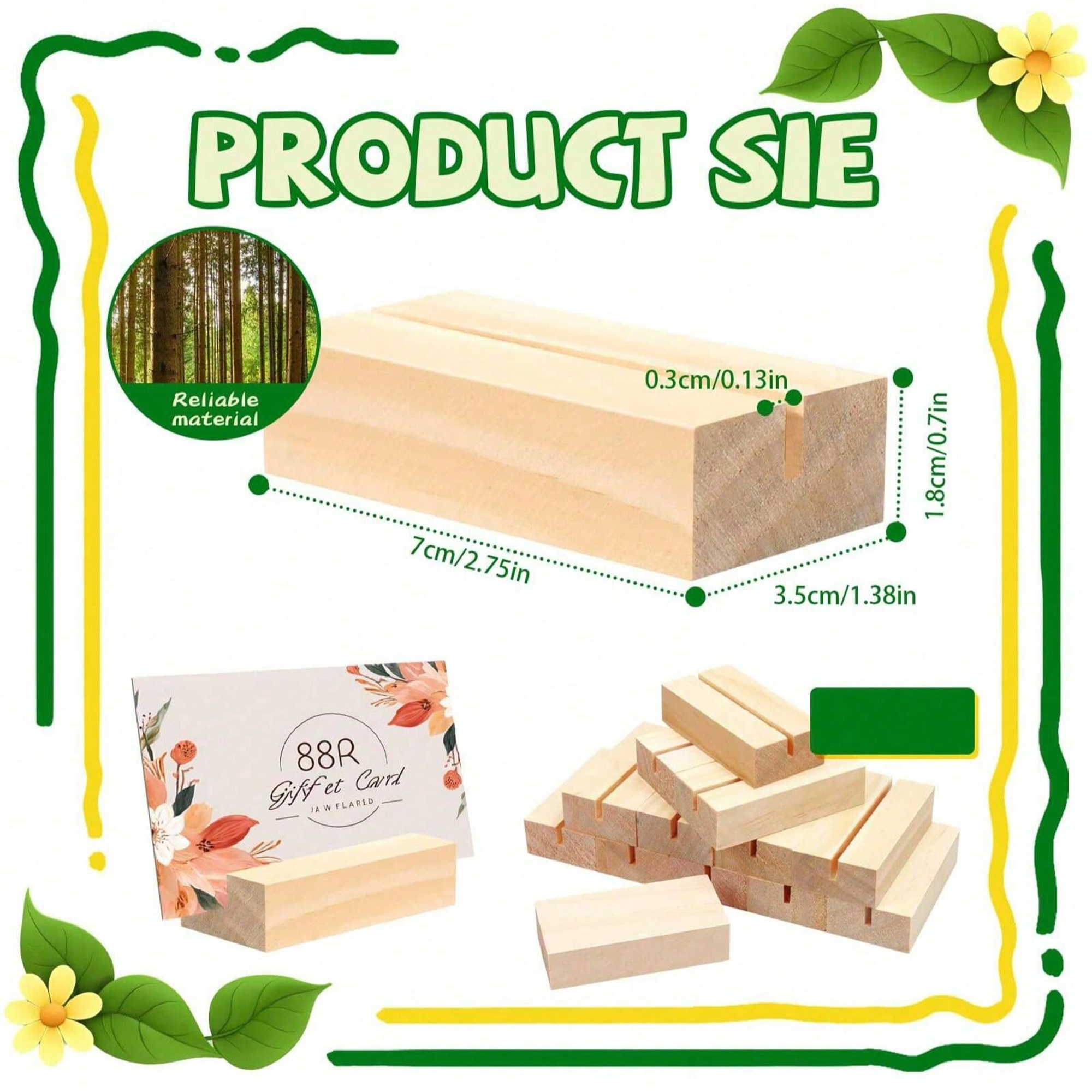 Size reference for Wood Place Card Holders
