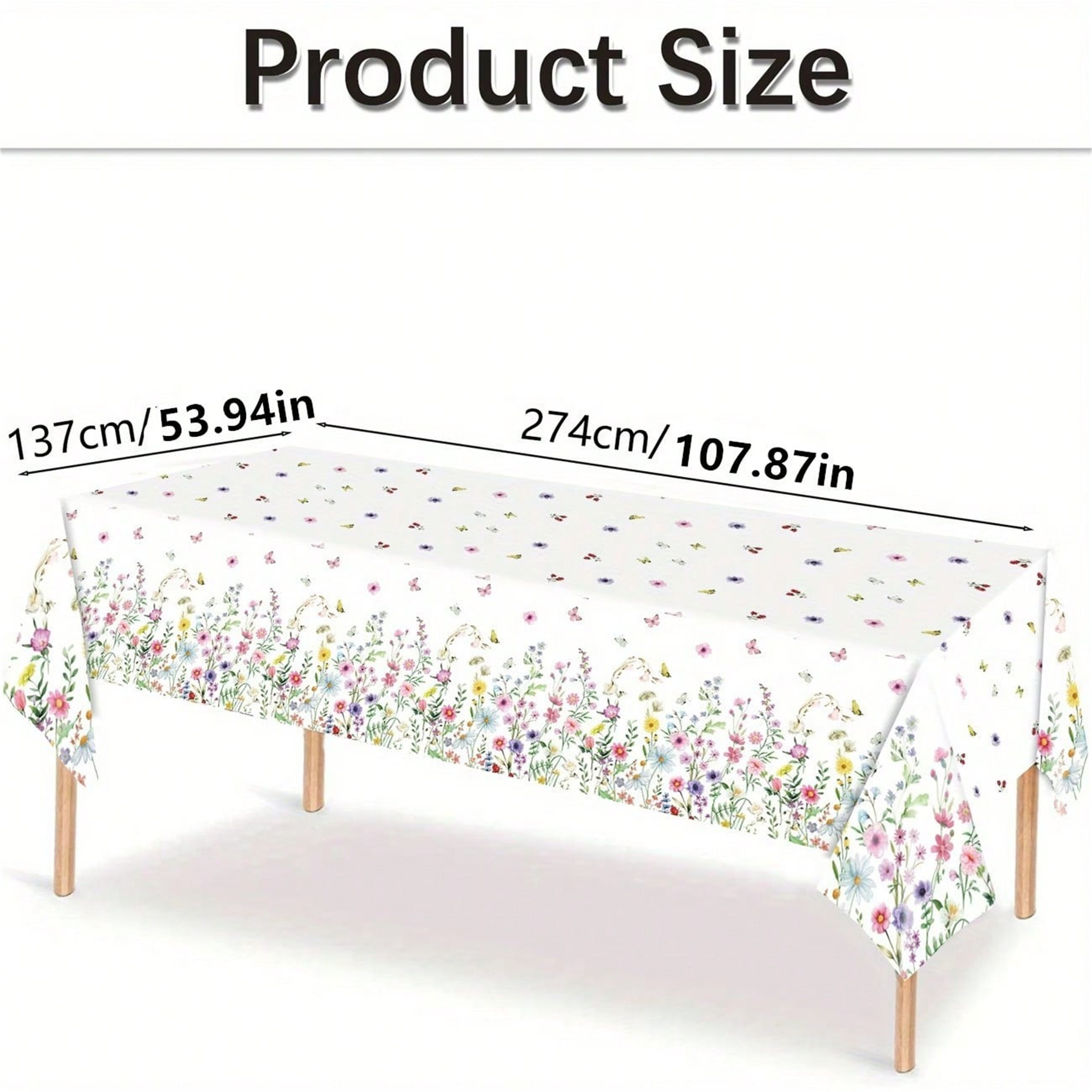 Size reference for Colorful Floral Party Tablecloth