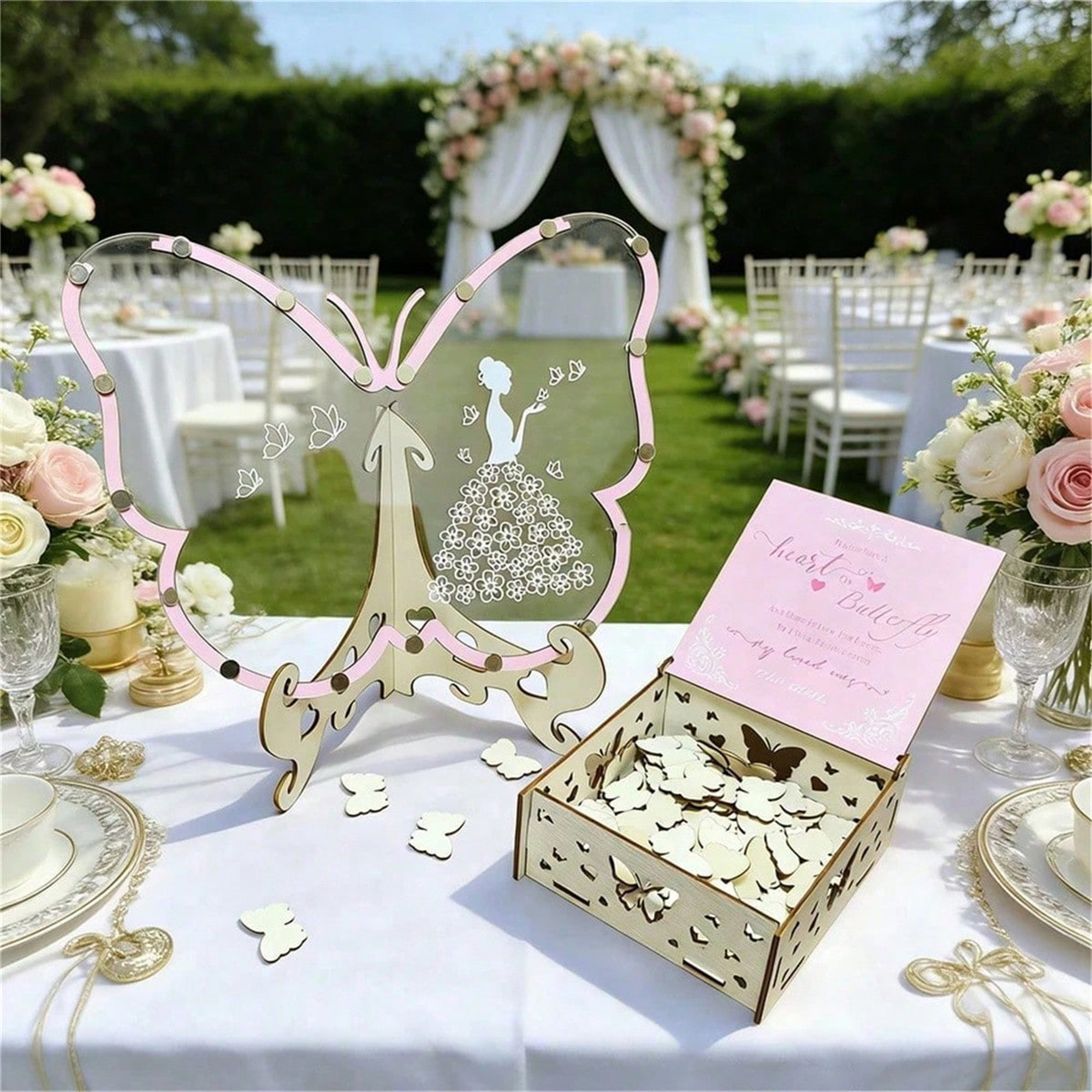 Wooden Butterfly Wedding Guest Book for wholesale seasonal & holiday