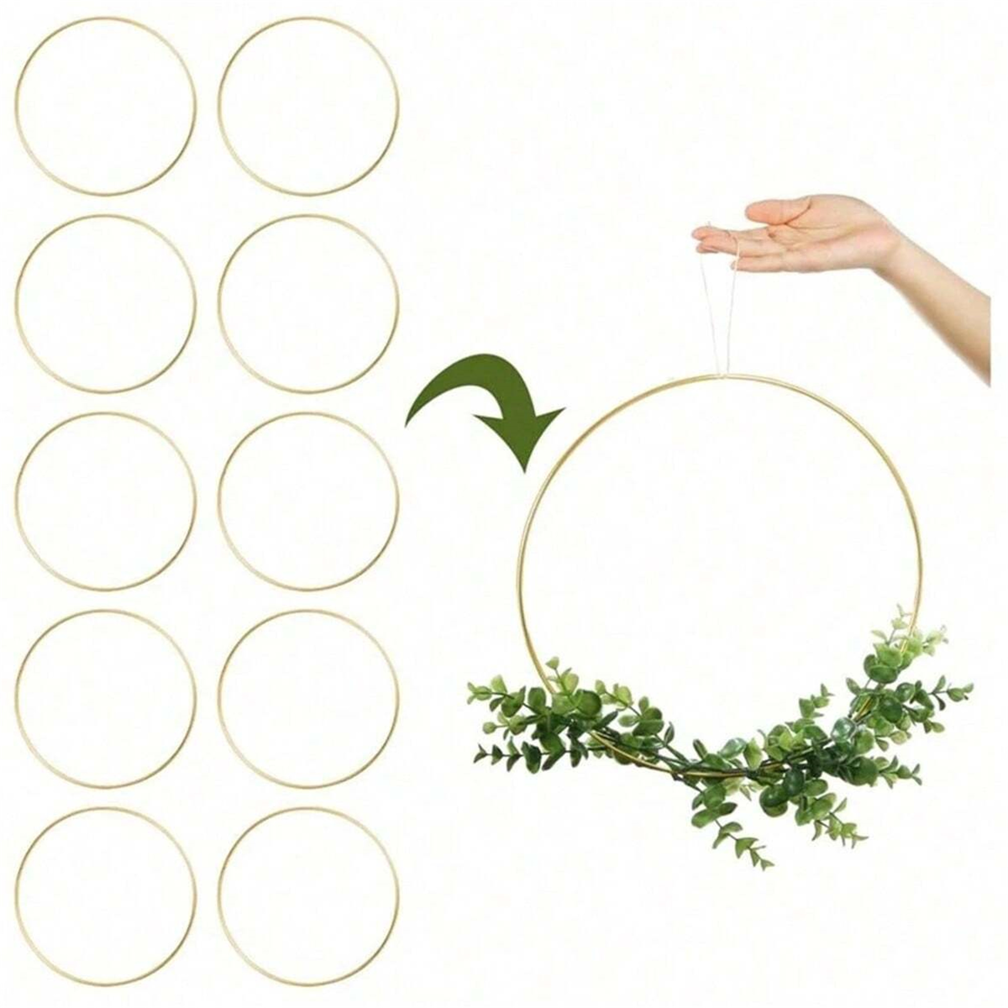Close-up detail of DIY Metal Floral Hoop