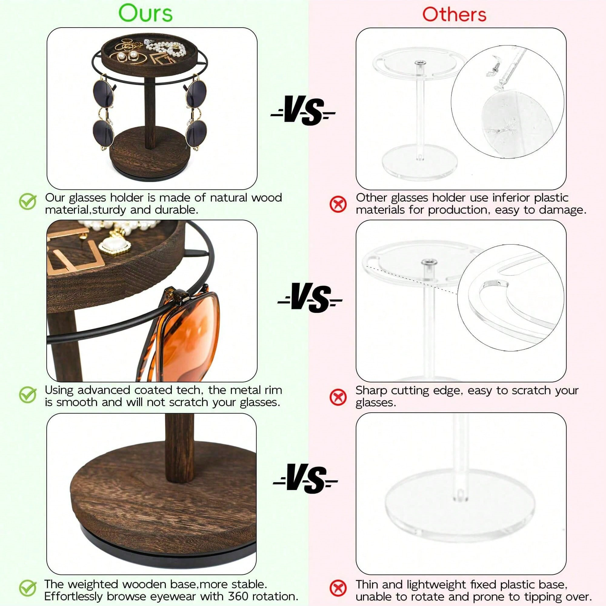 Close-up detail of 360° Rotating Eyeglass Holder Stand