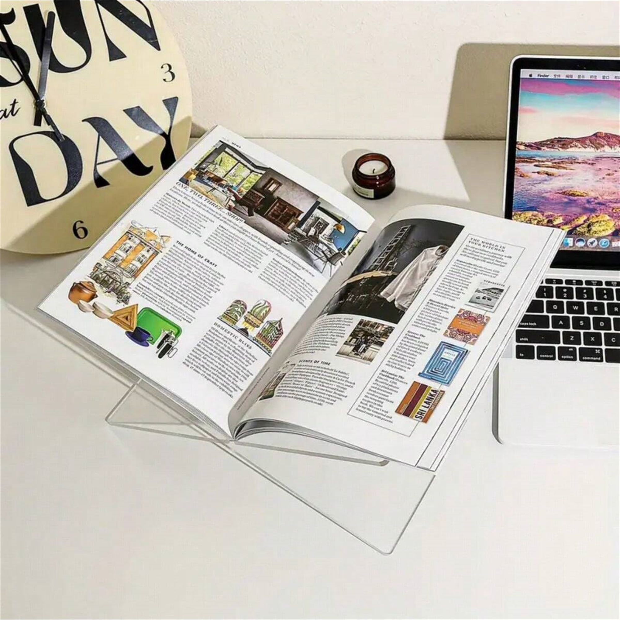 Clear Acrylic Book Holder styled for a home or retail display