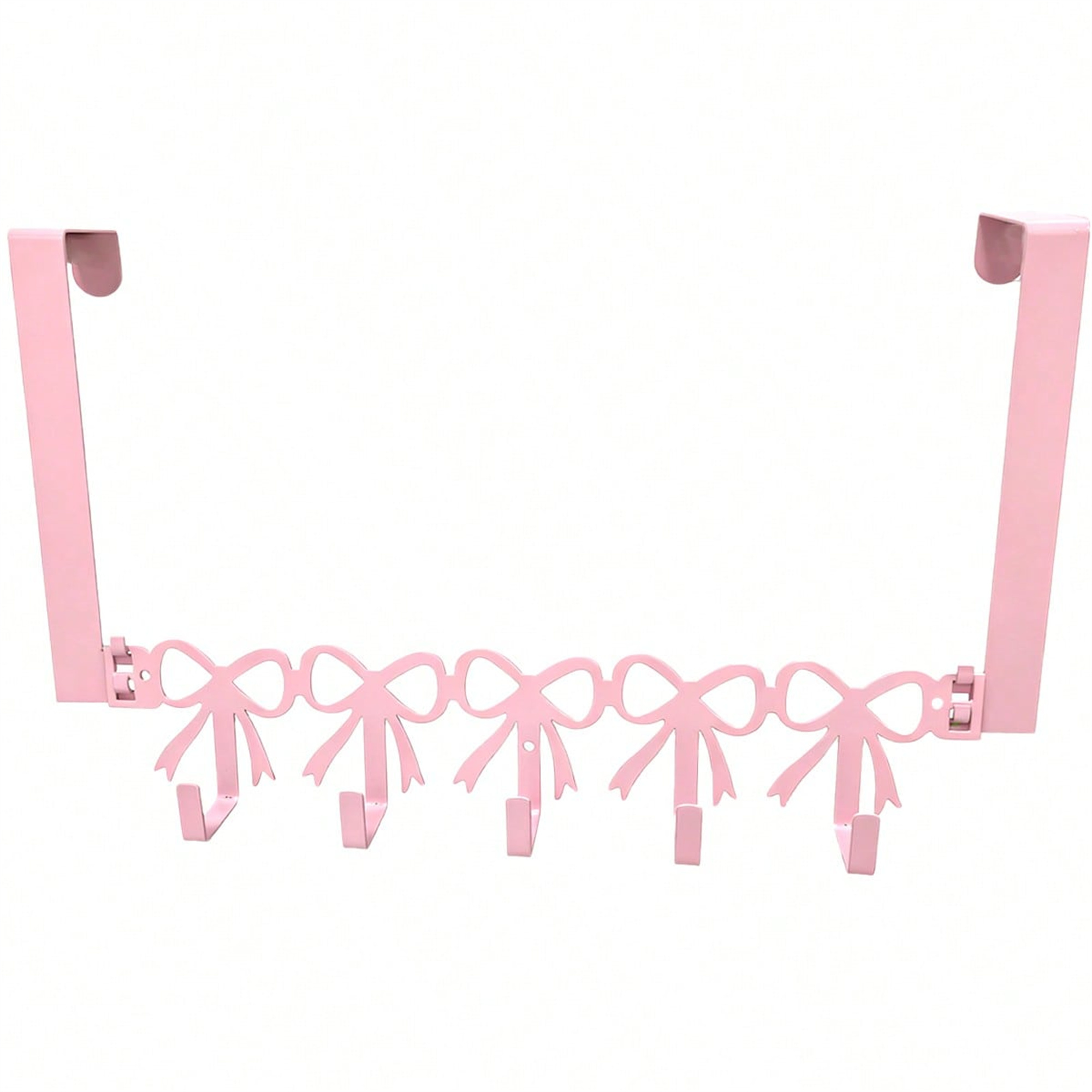 Pink bow over-the-door hook rack in iron for bedroom storage