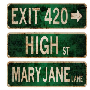 Vintage style street name printed metal tin sign for wall decor
