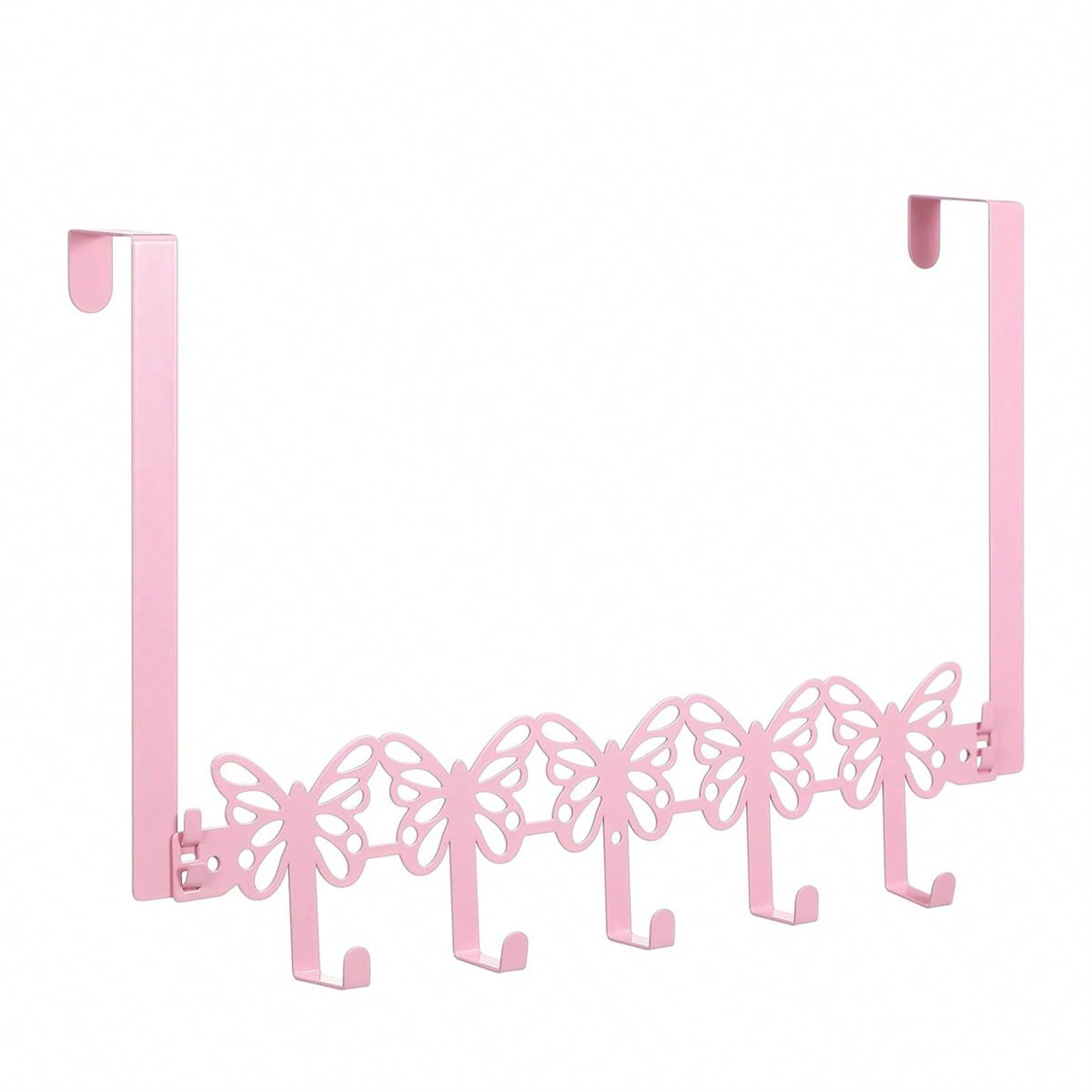 Pink butterfly over-the-door hook rack for decorative bedroom storage