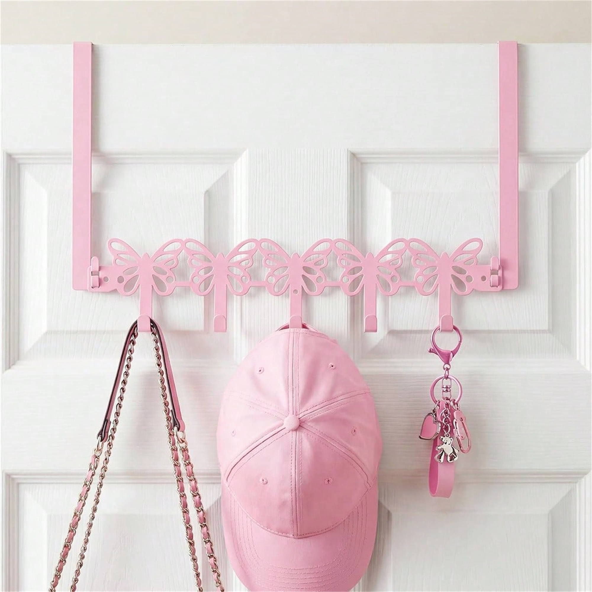 Pink Butterfly Over-the-Door Hook Rack - Image 2