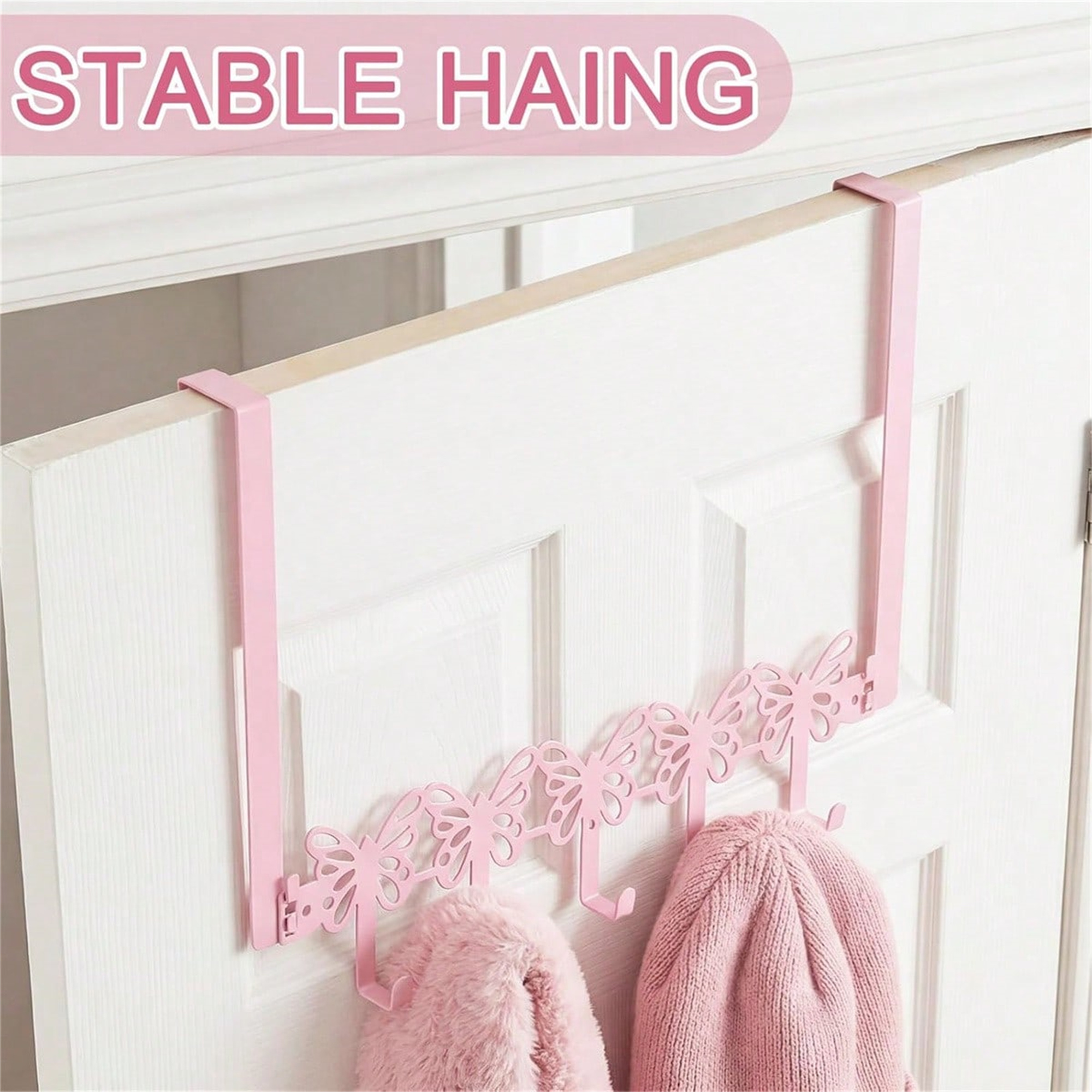 Pink Butterfly Over-the-Door Hook Rack - Image 3