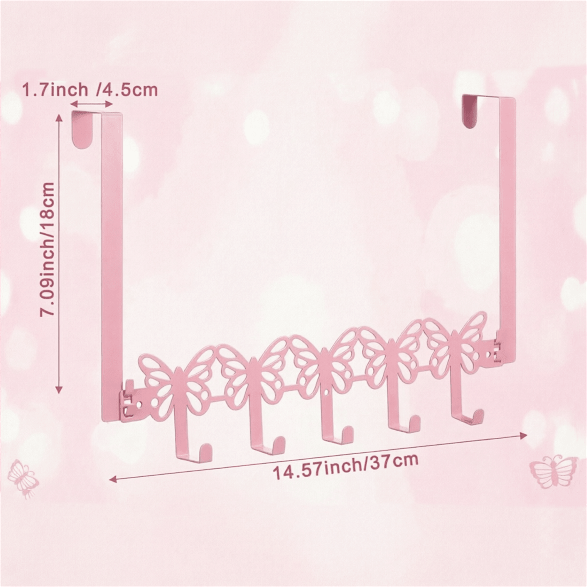 Pink Butterfly Over-the-Door Hook Rack - Image 4