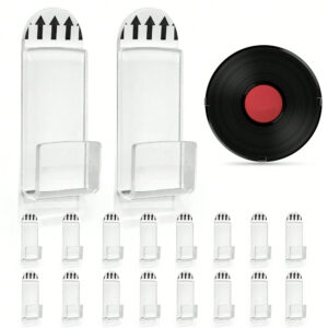 Clear acrylic display hooks for vinyl records CDs and album covers