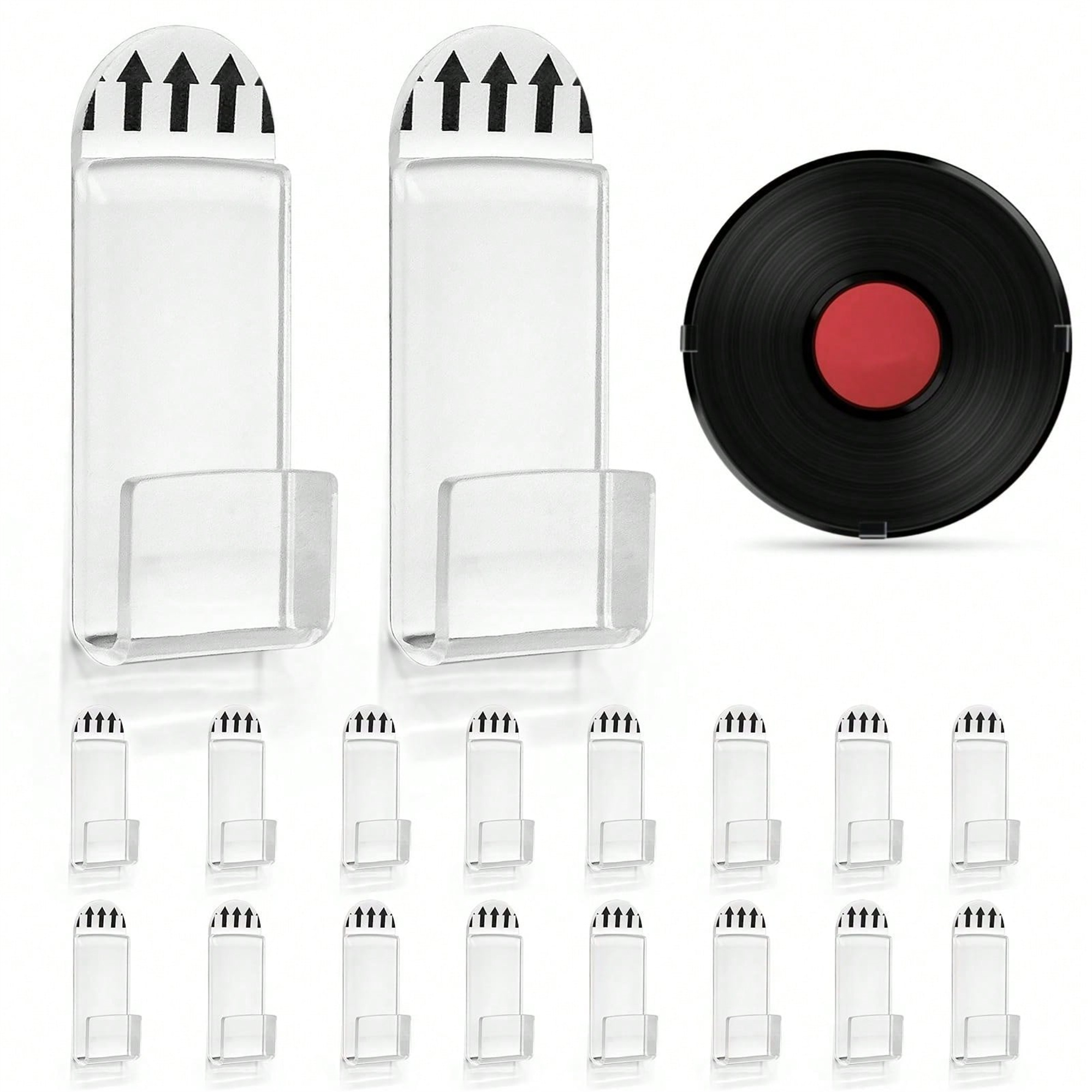 Clear acrylic display hooks for vinyl records CDs and album covers