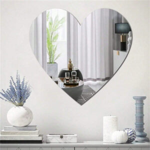 Heart-shaped silver and gold acrylic mirror wall sticker