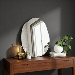 Asymmetrical self-adhesive acrylic mirror wall decor in silver and gold